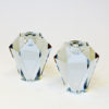 Swedish Diamond shaped pair of art glass candle holders by Asta Strömberg 1960s