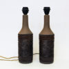 Brown Ceramic handmade table lamp pair by Nila Keramik, Sweden 1970s