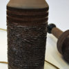 Brown Ceramic handmade table lamp pair by Nila Keramik, Sweden 1970s