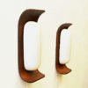 Lovely Goffredo Reggiani pair of teak wall lamps by Reggiani Illuminazione Italy 1960s Lovely Goffredo Reggiani pair of teak wall lamps by Reggiani Illuminazione Italy 1960s