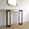 Modernist Brass and Glass Console Table & Mirror. 1970s Modernist Brass and Glass Console Table & Mirror. 1970s