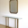Modernist Brass and Glass Console Table & Mirror. 1970s Modernist Brass and Glass Console Table & Mirror. 1970s