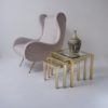 Pierre Vandel Paris nest of side tables, gold gilt & brass, 1970`s ca, French Pierre Vandel Paris nest of side tables, gold gilt & brass, 1970`s ca, French