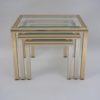 Pierre Vandel Paris nest of side tables, gold gilt & brass, 1970`s ca, French Pierre Vandel Paris nest of side tables, gold gilt & brass, 1970`s ca, French
