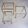 Pierre Vandel Paris nest of side tables, gold gilt & brass, 1970`s ca, French Pierre Vandel Paris nest of side tables, gold gilt & brass, 1970`s ca, French