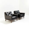 Beautiful set of leather lounche chairs attr. to Karl Erik Ekselius, 1960s.