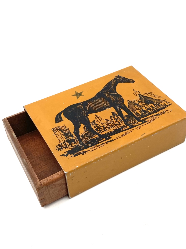 Mid-century yellow Mahogany Cigars Box, Italy ca. 1950