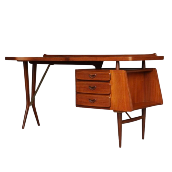 Teak Writing Desk by Louis Van Teeffelen for Wébé, 1960s