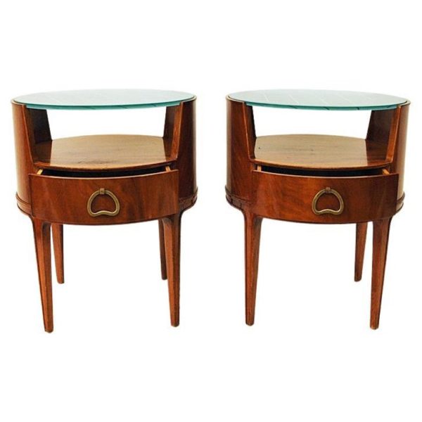 Mahogany bedside or sidetables by Axel Larsson for Bodafors, Sweden 1940s