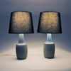 Danish blue stoneware tablelamp pair by Søholm Keramik, Bornholm 1970s