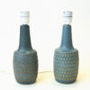 Danish blue stoneware tablelamp pair by Søholm Keramik, Bornholm 1970s