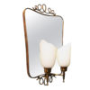 Lovely Italian brass wall mirror with flower lights from the 1950s Lovely Italian brass wall mirror with flower lights from the 1950s