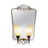 Lovely Italian brass wall mirror with flower lights from the 1950s Lovely Italian brass wall mirror with flower lights from the 1950s