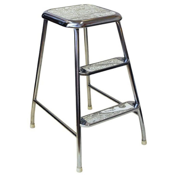 Swedish midcentury step stool of chromed steel by Awab 1950s