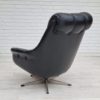 Vintage Danish swivel leather armchair, 1970s, original condition