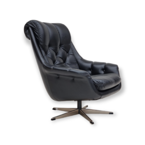 Vintage Danish swivel leather armchair, 1970s, original condition