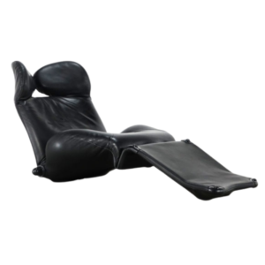 Toshiyuki Kita Black Leather Wink Lounge Chair for Cassina Toshiyuki Kita Black Leather Wink Lounge Chair for Cassina
