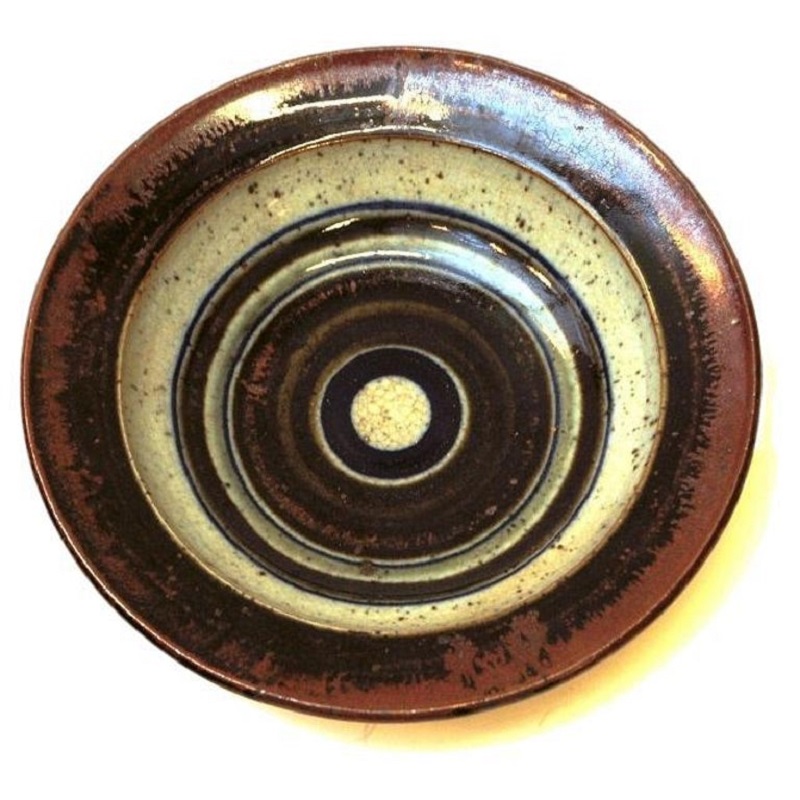 Ceramic glaced vintage dish by Helle Allpass, Denmark 1960s