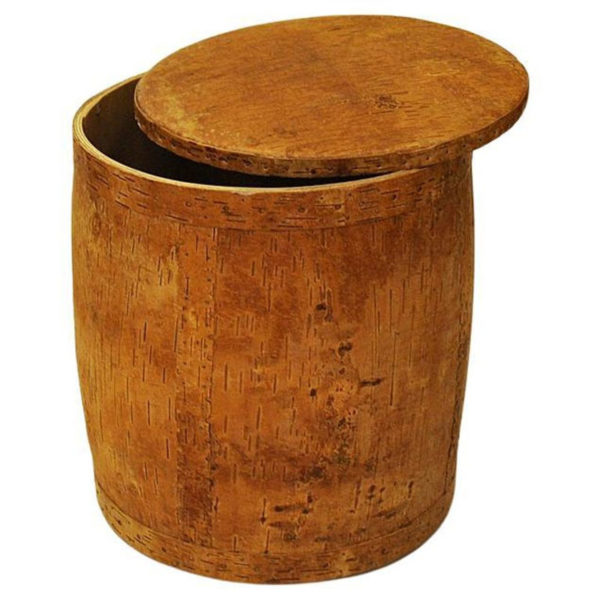 Vintage birch taburette with removable top lid Sweden 1972