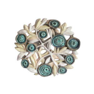 Perignem ceramic flower bas-reliëf by Elisabeth Vandeweghe