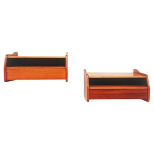 Swedish pair of mahogany wall night tables with a drawer Sweden 1950s