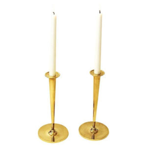 Lovely vintage brass candleholder pair by Arthur Pe, Kolbäck - Sweden 1960s