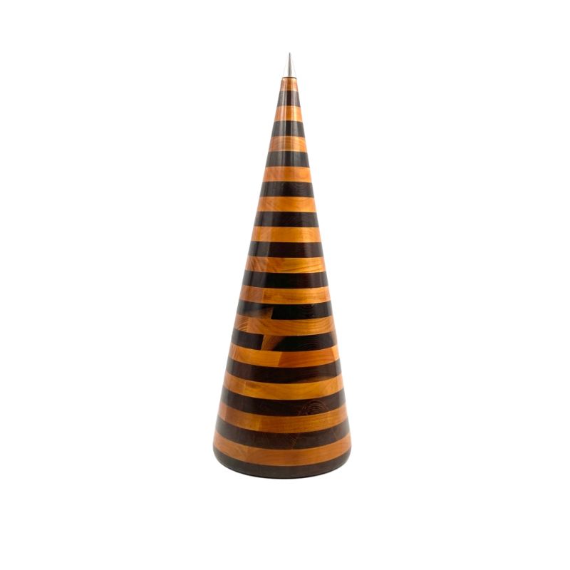 Conic solid wood sculpture, Salmistraro Italy 1970s