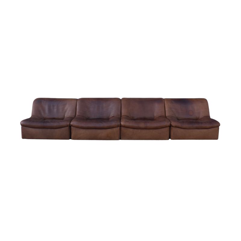 Four element modular De Sede DS46 buffalo leather sofa.
