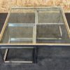60s 70s Jean Charles Maison Huge Coffee Table Chrome & Brass 2 Nesting Tables