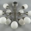 12-flame Sputnik chandelier from the 1960s and 1970s, Kaiser Leuchten, opal glass design