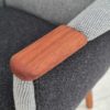 1970s, Danish design armchair, restored, furniture wool, teak wood