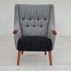 1970s, Danish design armchair, restored, furniture wool, teak wood