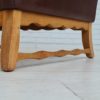 70s, vintage Danish highback armchair, leather, oak wood