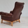 70s, vintage Danish highback armchair, leather, oak wood