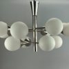 12-flame Sputnik chandelier from the 1960s and 1970s, Kaiser Leuchten, opal glass design