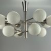 12-flame Sputnik chandelier from the 1960s and 1970s, Kaiser Leuchten, opal glass design