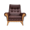 70s, vintage Danish highback armchair, leather, oak wood