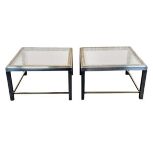 2x 60s 70s Jean Charles Coffee Table Chrome & Brass Side Table Space Age Design