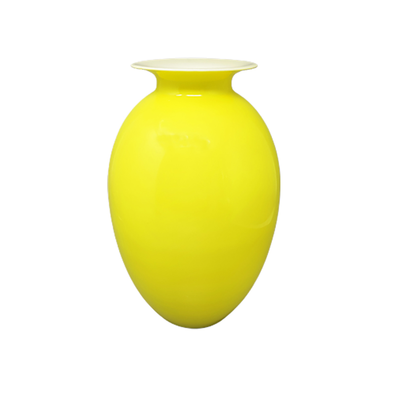 1960s Astonishing Yellow Vase By Dogi in Murano Glass. Made in Italy