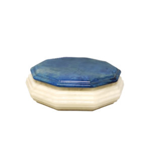 1960s Gorgeous Octagonal Blue and White Box in Alabaster. Made in Italy