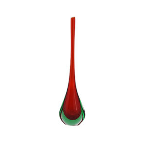 1960s Gorgeous Red and Green Vase By Flavio Poli