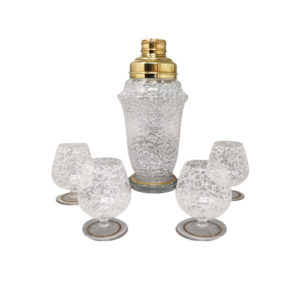 1960s Stunning Cocktail Shaker Set with Four Glasses. Made in Italy