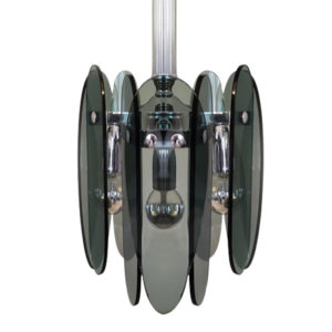 1970s Gorgeous Grey Smoked Chandelier by Veca in Murano Glass. Made in Italy
