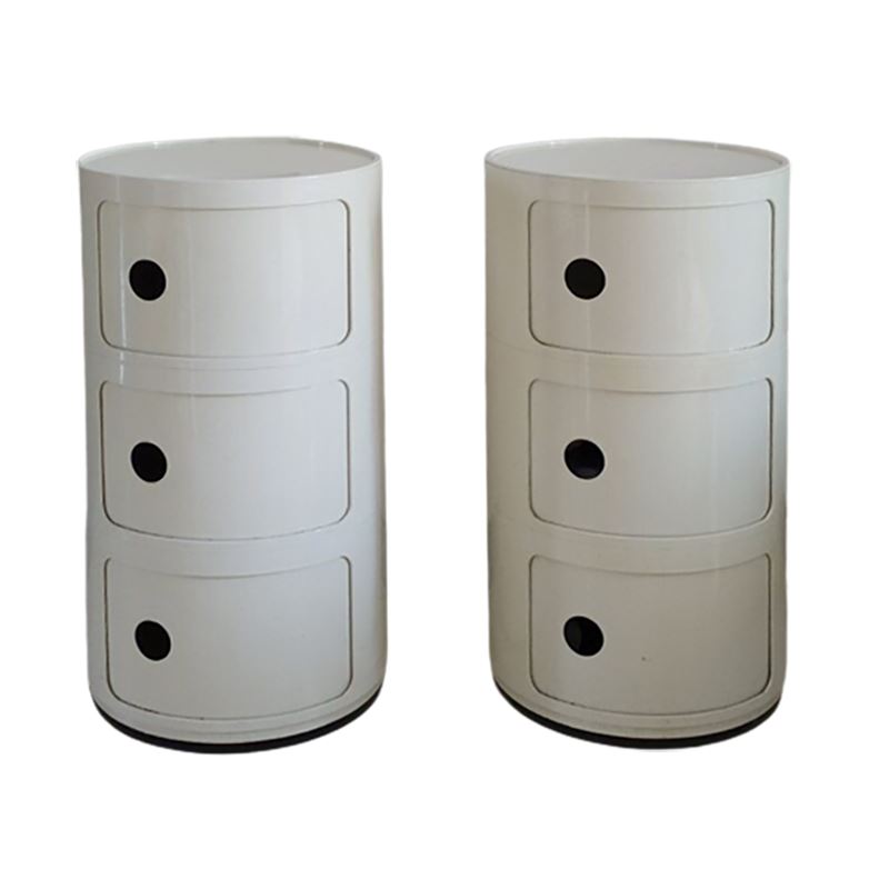 1970s Pair of vintage White Plastic Modular Cabinets by Anna Castelli Ferrieri for Kartell. Made in Italy