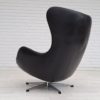 1970s, Vintage Danish swivel leather armchair, egg form, original condition