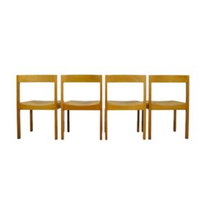 Vintage dining table set, 4 oak chairs and matching extendable table by Gerard Geytenbeek for AZS, Netherlands 1960s