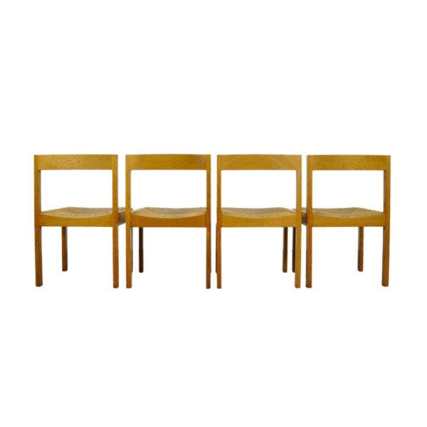Vintage dining table set, 4 oak chairs and matching extendable table by Gerard Geytenbeek for AZS, Netherlands 1960s Vintage dining table set, 4 oak chairs and matching extendable table by Gerard Geytenbeek for AZS, Netherlands 1960s