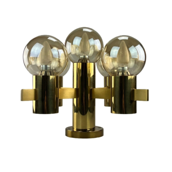 60s 70s ceiling lamp chandelier Gaetano Sciolari for Sciolari brass