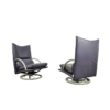Special color leather lounge chair set, model 418 Torino BMP by Rolf Benz, Germany 1980s