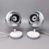 1970s Gorgeous Pair of White Eyeball Table Lamps by Veneta Lumi. Made in Italy